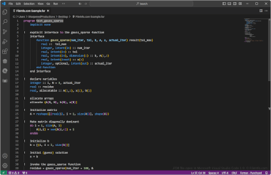 Screenshot of a .for file in Microsoft Visual Studio Code 1.9