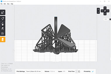 Screenshot of a .form file in Formlabs PreForm 2.12