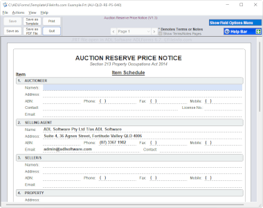 Screenshot of a .frt file in ADL Software ADLForms 6.7