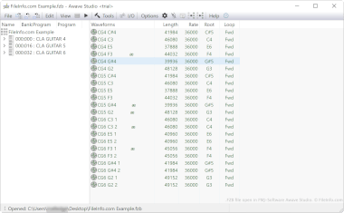 Screenshot of a .fzb file in FMJ-Software Awave Studio