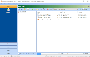 Screenshot of a .gbp file in Power Software gBurner 5