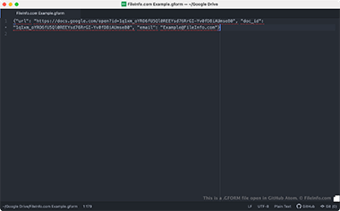 Screenshot of a .gform file in GitHub Atom