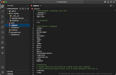 Screenshot of a .gitignore file in Microsoft Visual Studio Code