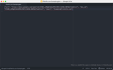 Screenshot of a .gjam file in GitHub Atom