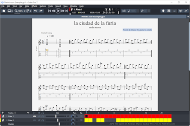 Screenshot of a .gp3 file in Arobas Music Guitar Pro 7.6