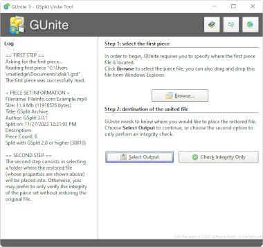 Screenshot of a .gsd file in G.D.G Software GSplit