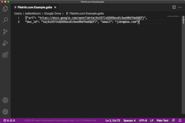 Screenshot of a .gsite file in Microsoft Visual Studio Code 1.57