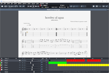 Screenshot of a .gtp file in Arobas Music Guitar Pro 7.6