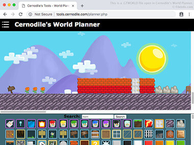 Screenshot of a .gtworld file in Cernodile's World Planner