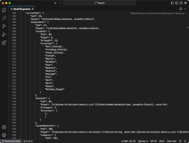 Screenshot of a .gwsave file in Microsoft Visual Studio Code