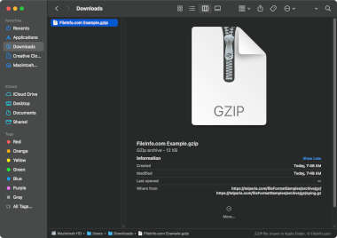 GZIP file shown in Apple Finder