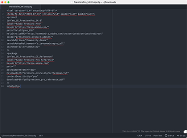 Screenshot of a .helpcfg file in GitHub Atom
