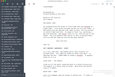 Screenshot of a .highland file in Quote-Unquote Apps Highland 2