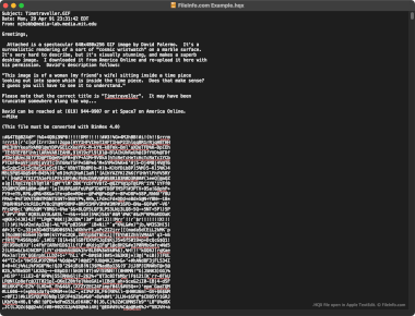 Screenshot of a .hqx file in Apple TextEdit
