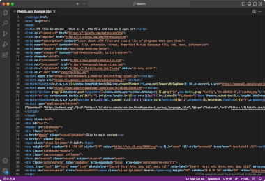 Screenshot of a .htm file in Microsoft Visual Studio Code