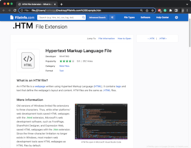 HTM file open in Google Chrome