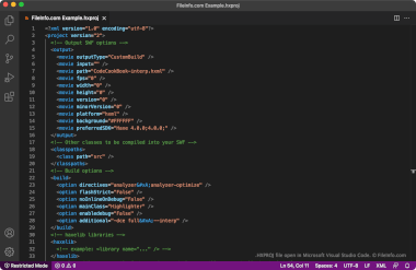 Screenshot of a .hxproj file in Microsoft Visual Studio Code