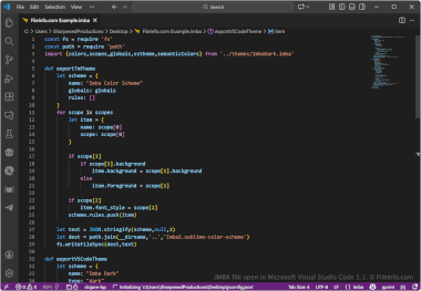 Screenshot of a .imba file in Microsoft Visual Studio Code 1.1
