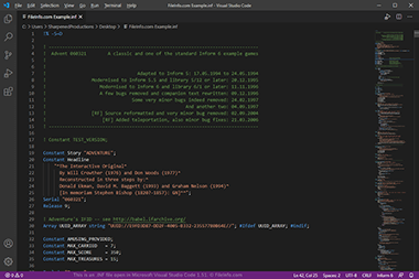 Screenshot of a .inf file in Microsoft Visual Studio Code 1.51