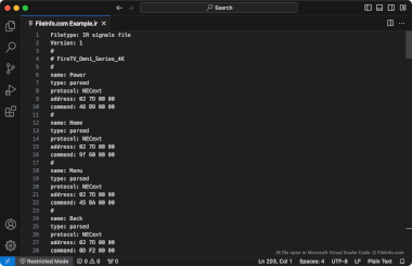 Screenshot of a .ir file in Microsoft Visual Studio Code