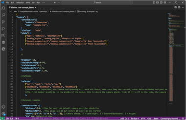 Screenshot of a .jbeam file in Microsoft Visual Studio Code 1.8
