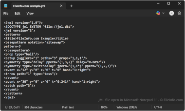 JML file open in Microsoft Notepad