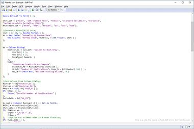 Screenshot of a .jsl file in SAS JMP 14.3