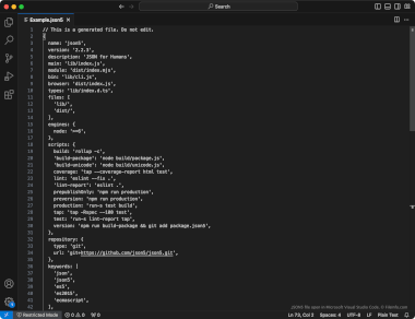 Screenshot of a .json5 file in Microsoft Visual Studio Code