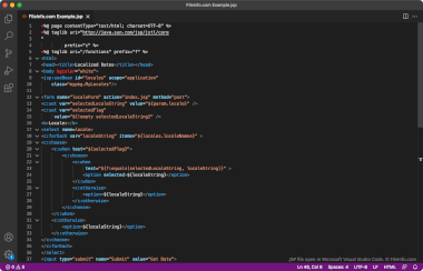 Screenshot of a .jsp file in Microsoft Visual Studio Code