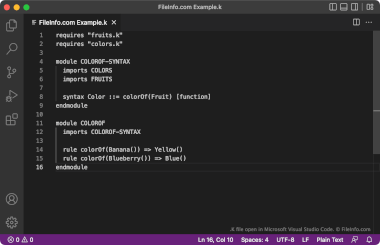 Screenshot of a .k file in Microsoft Visual Studio Code