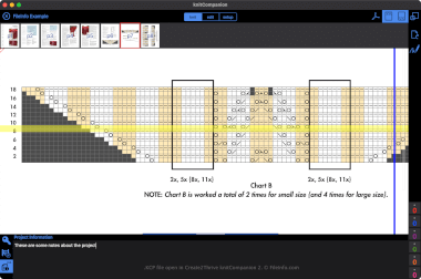 Screenshot of a .kcp file in Create2Thrive knitCompanion 2
