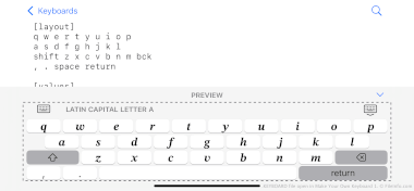 Screenshot of a .keyboard file in Make Your Own Keyboard 1