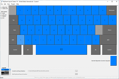 Screenshot of a .klc file in Microsoft Keyboard Layout Creator 1.4