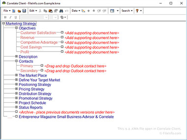 Screenshot of a .kma file in Correlate Client