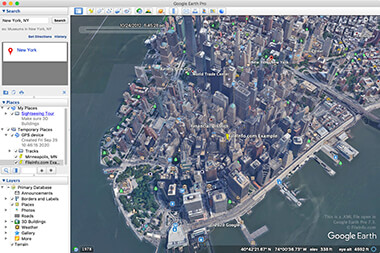 Screenshot of a .kml file in Google Earth Pro 7.3