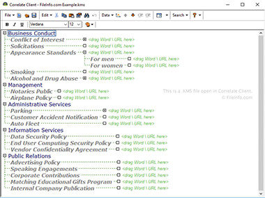 Screenshot of a .kms file in Correlate Client