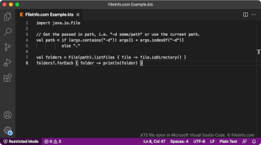 Screenshot of a .kts file in Microsoft Visual Studio Code