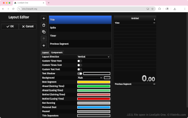 Screenshot of a .ls1l file in LiveSplit One