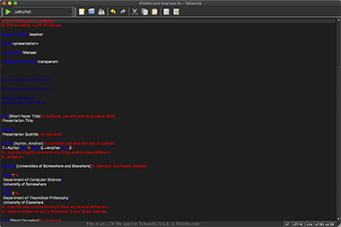 Screenshot of a .ltx file in TeXworks 0.6.6