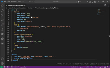 Screenshot of a .marko file in Microsoft Visual Studio Code 1.9