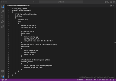 Screenshot of a .material file in Microsoft Visual Studio Code