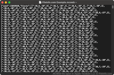MCWEB file open in Apple TextEdit
