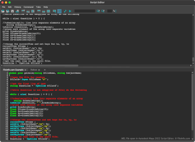Screenshot of a .mel file in Autodesk Maya 2022 Script Editor