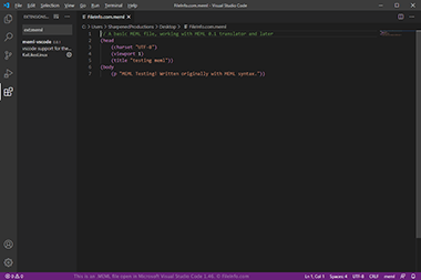 Screenshot of a .meml file in Microsoft Visual Studio Code 1.46