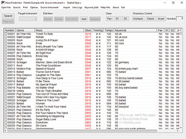 Screenshot of a .mfd file in MusicFinderView