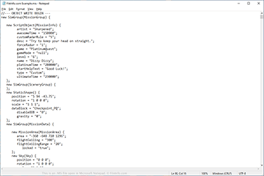 Screenshot of a .mis file in Microsoft Notepad
