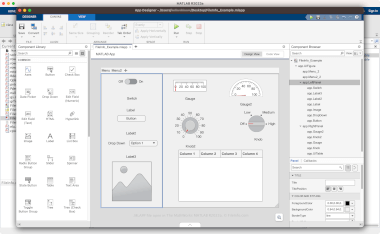 Screenshot of a .mlapp file in The MathWorks MATLAB R2023a