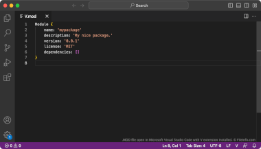 Screenshot of a .mod file in Microsoft Visual Studio Code