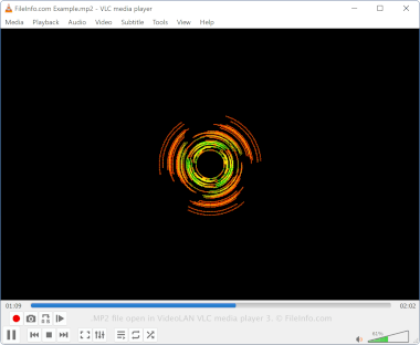 Screenshot of a .mp2 file in VideoLAN VLC media player