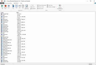 Screenshot of a .mrf file in Bartels Media Mouse Recorder 1